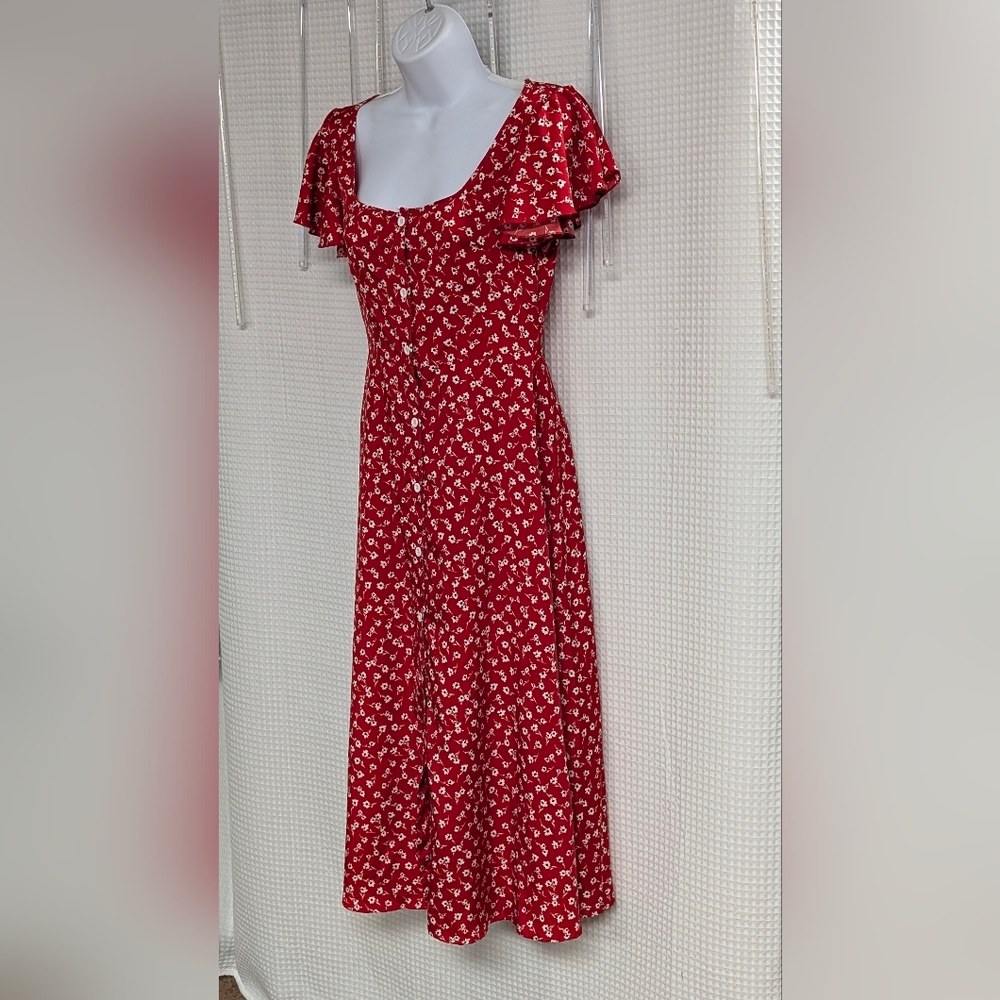 Shein Red Floral Women's Dress. S